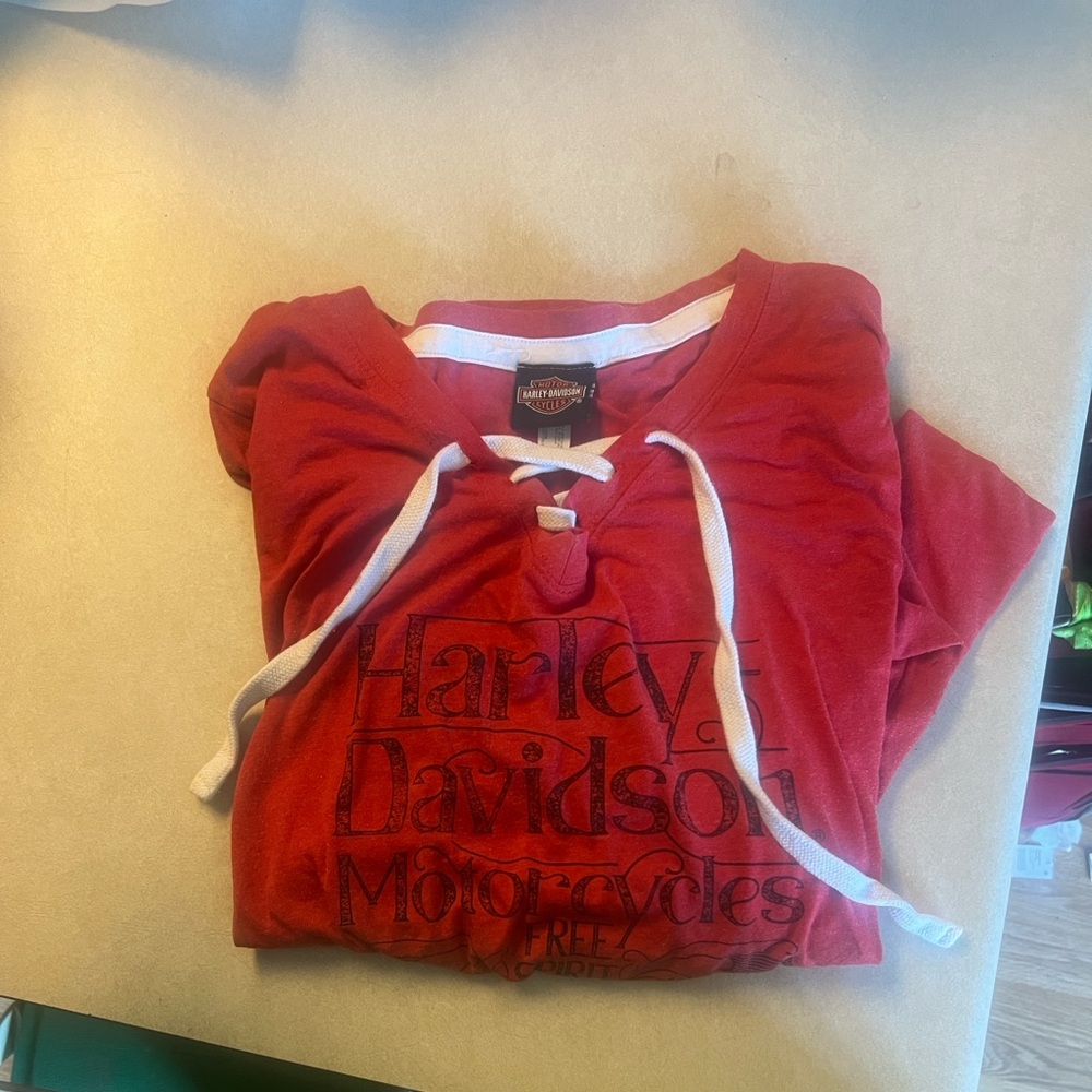 Harley-Davidson women’s Red shirt with White Accents